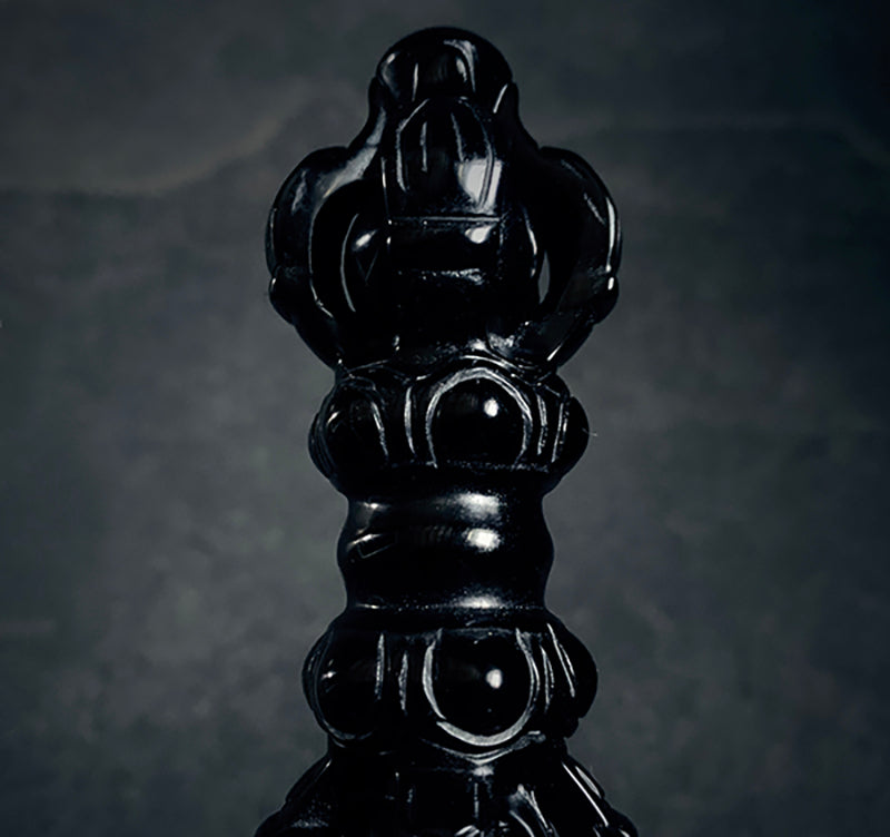 Vajra, dorje, magical ritual weapon carved in black obsidian - RITUAL ITEM