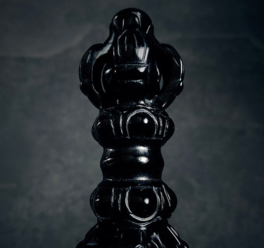 Vajra, dorje, magical ritual weapon carved in black obsidian - RITUAL ITEM