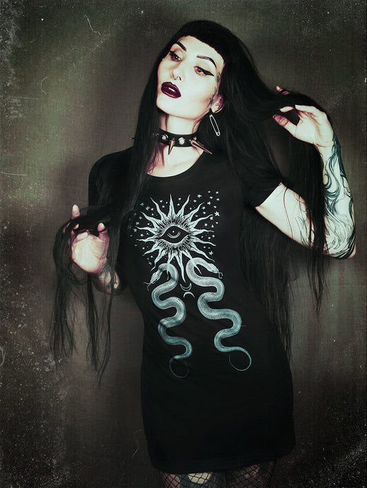 Lidless eye sun with serpents - DRESS T-shirt dress