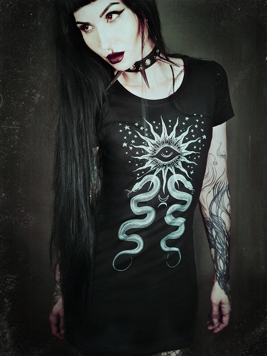 Lidless eye sun with serpents - DRESS T-shirt dress