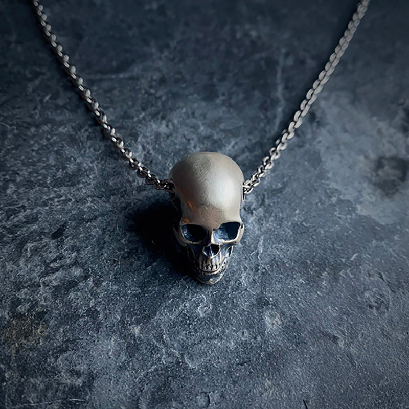 Skull, anatomical with jointed jaw sterling silver 925  - NECKLACE