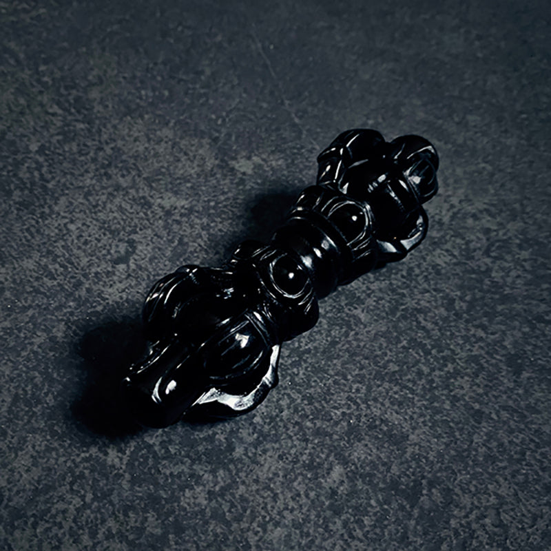 Vajra, dorje, magical ritual weapon carved in black obsidian - RITUAL ITEM