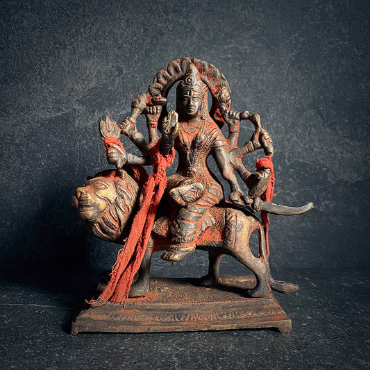 DURGA statue, Devi or Shakti, aged bronze patina edition - RITUAL ITEM