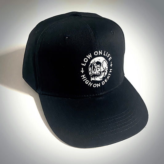 Low on life high on death, embroidered snapback hat, trucker cap - SNAPBACK HAT