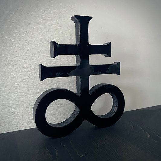 Leviathan cross, large shaped version, carved black obsidian - RITUAL ITEM