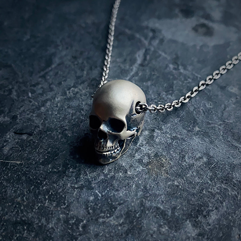 Skull, anatomical with jointed jaw sterling silver 925  - NECKLACE