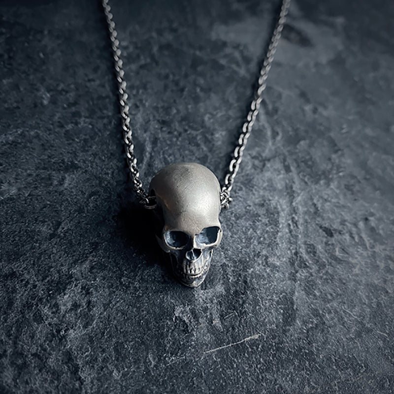 Skull, anatomical with jointed jaw sterling silver 925  - NECKLACE