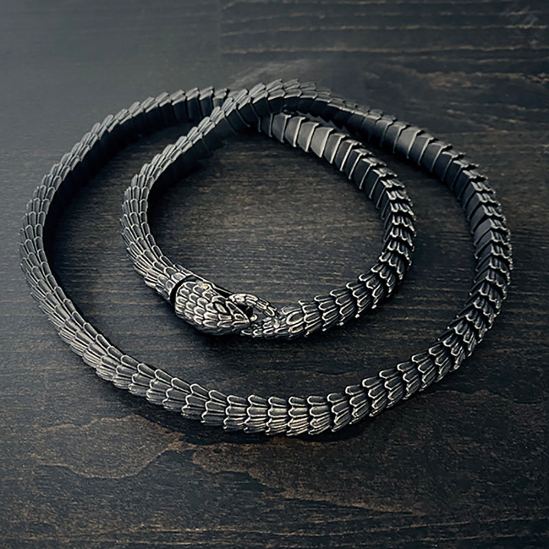 Jörmungandr, Ouroboros themed viking bracelet & necklace - BRACELETS