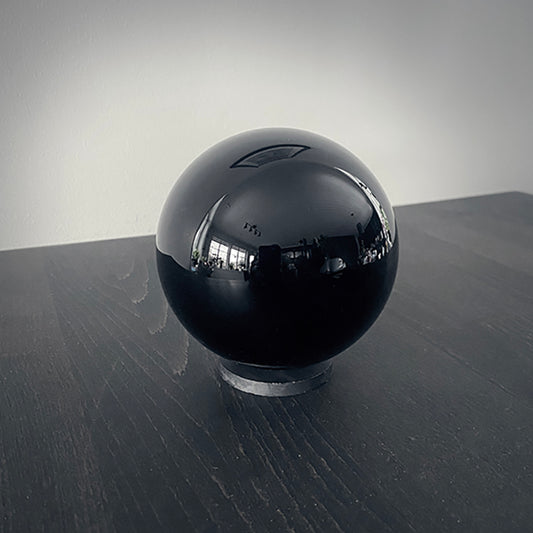 Black obsidian scrying sphere, 9 cm - RITUAL ITEM