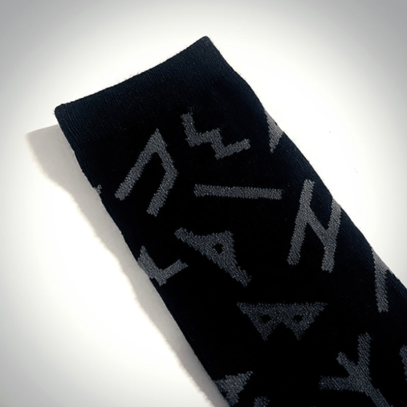 Rune socks, elder futhark rune footwear, black & dark grey - SOCKS