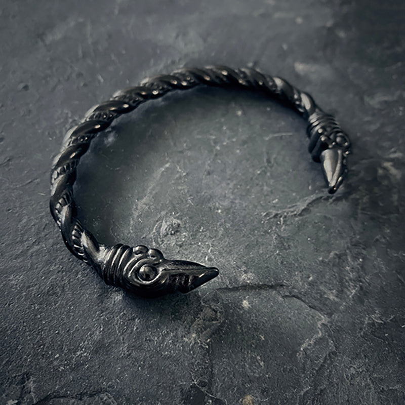 Hugin & munin - raven themed viking & celtic bangle, bracelet - BRACELETS