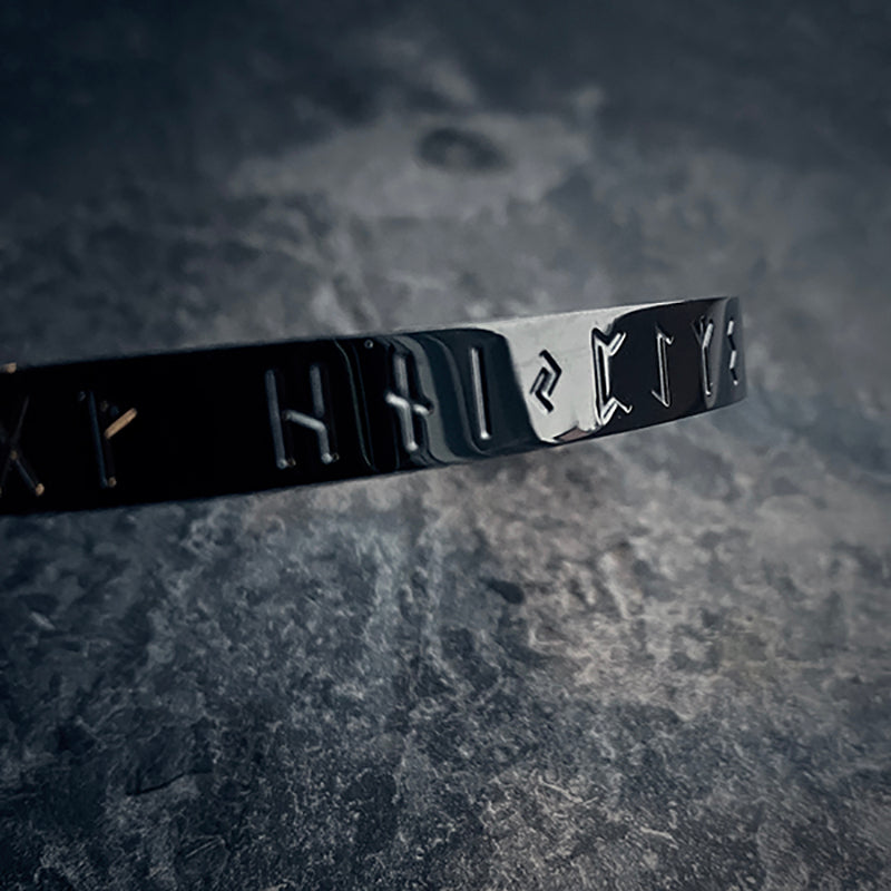 Elder futhark black version, stainless steel bangle, bracelet - BRACELETS