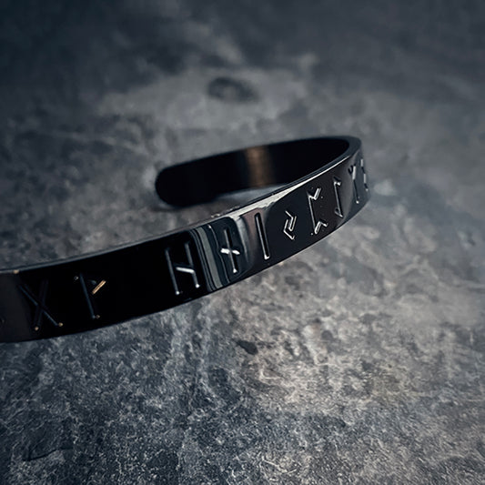 Elder futhark black version, stainless steel bangle, bracelet - BRACELETS