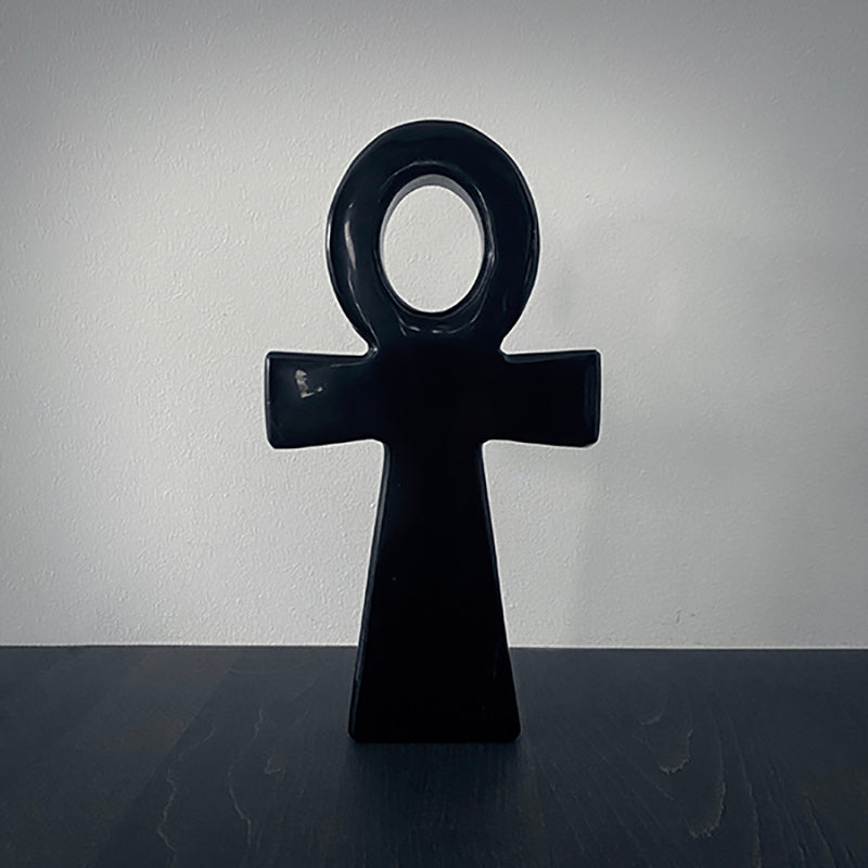 Ankh Cross, large version, carved black obsidian - RITUAL ITEM