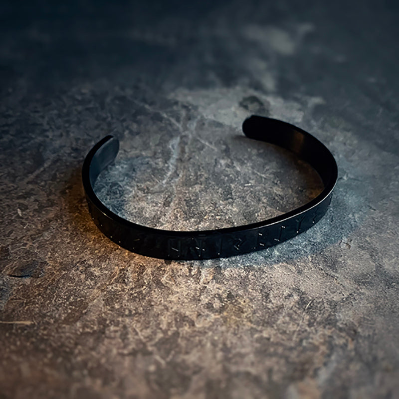 Elder futhark black version, stainless steel bangle, bracelet - BRACELETS