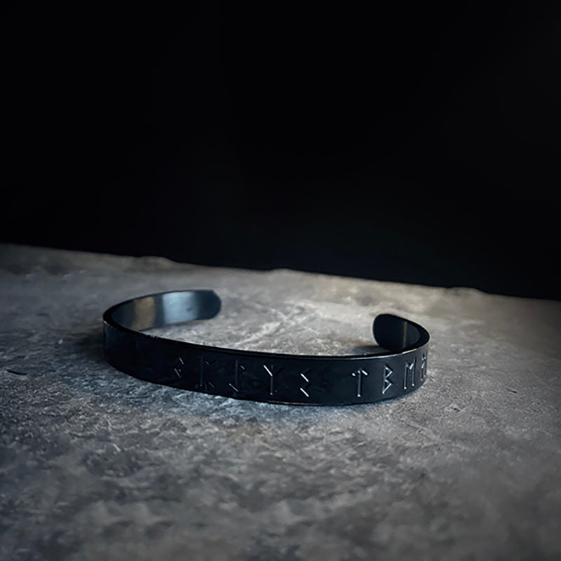 Elder futhark black version, stainless steel bangle, bracelet - BRACELETS