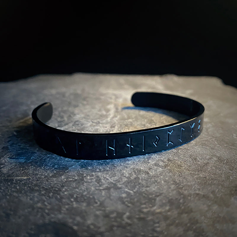 Elder futhark black version, stainless steel bangle, bracelet - BRACELETS