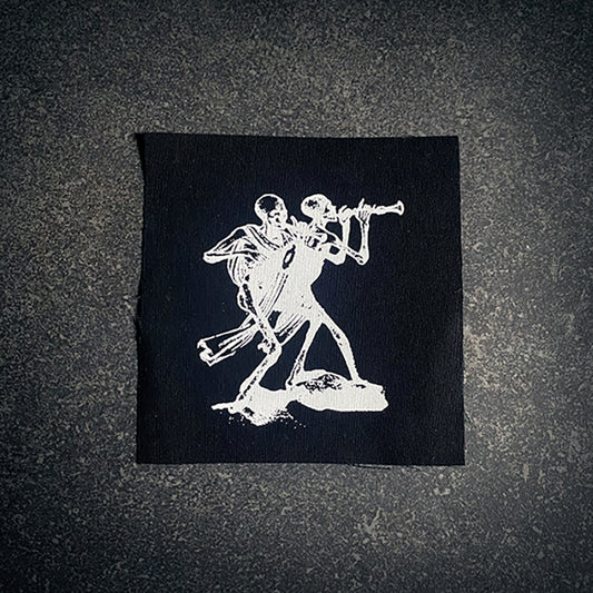 Skeletons playing flute and drum, danse macabre, Hieronymus Hess - screen printed PATCH