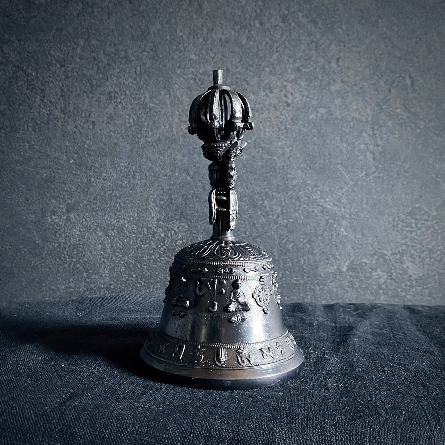 Tibetan bell and Dorje set, dril-bu with scepter - RITUAL ITEM