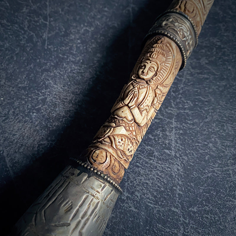Kangling, Tibetan bone flute, carved edition, version B - RITUAL ITEM