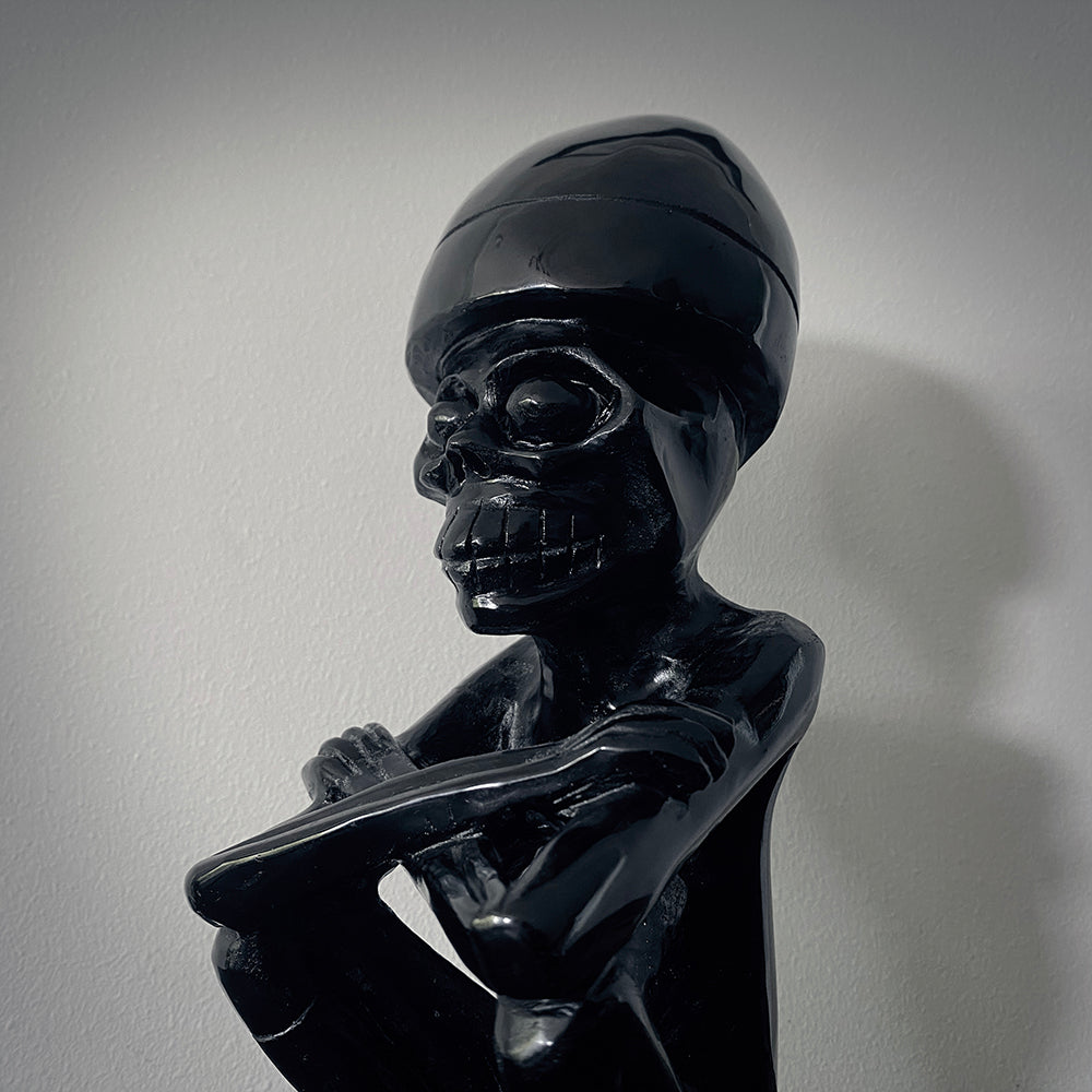 Mictlantecuhtli, Mictlāntēcutli, Lord of Mictlan, carved black obsidian - RITUAL ITEM