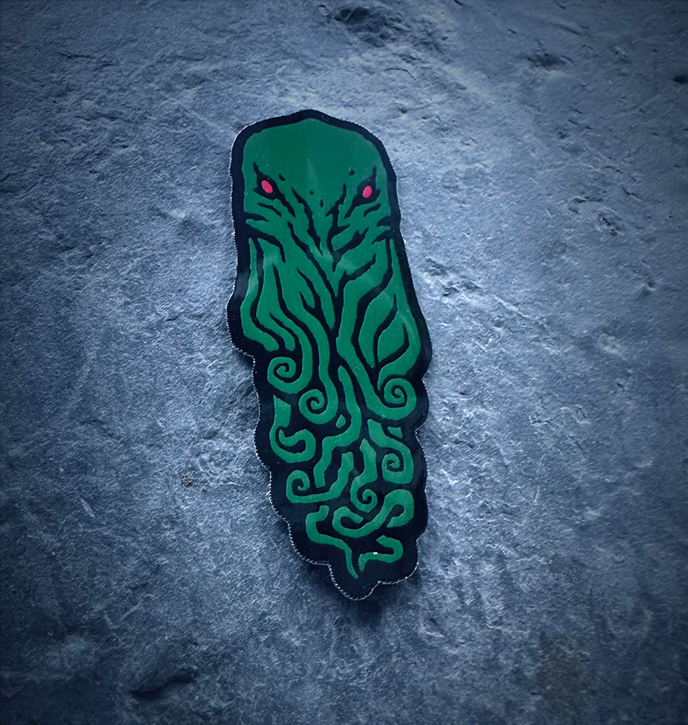 Cthulhu face, green version, Lovecraft - STICKER
