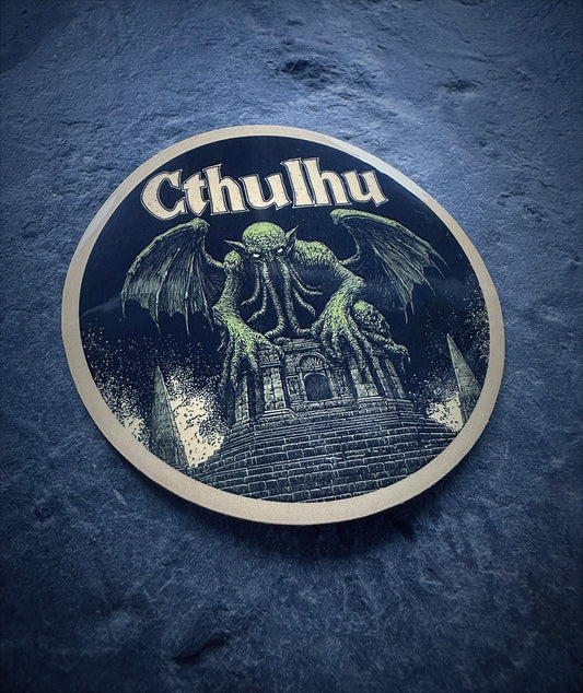 Cthulhu on top of ruin temple, Lovecraft - STICKER