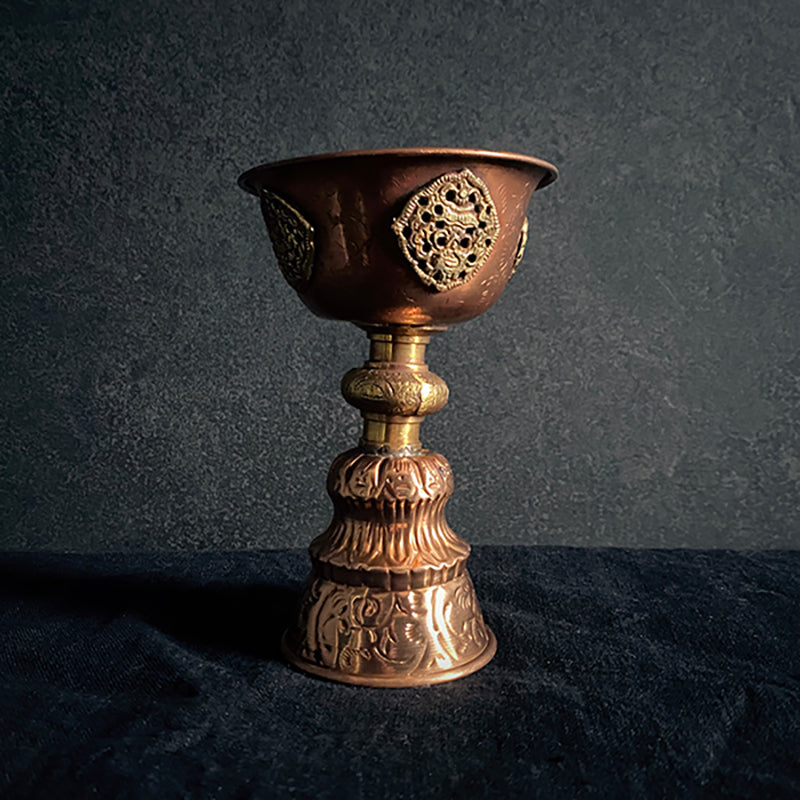 Butterlamp, Tibetan ritual tool, BRASS colored edition - RITUAL ITEM