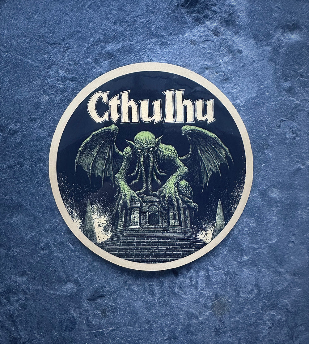 Cthulhu on top of ruin temple, Lovecraft - STICKER