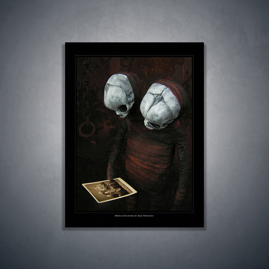 Orphan sculpture, co-joined siamese twin doll - Art print