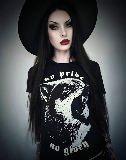 Wolf head, no pride no glory - T-shirt female fitted
