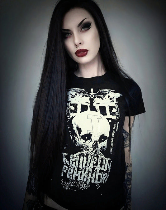 Skull with inverted Ankh - T-shirt female fitted