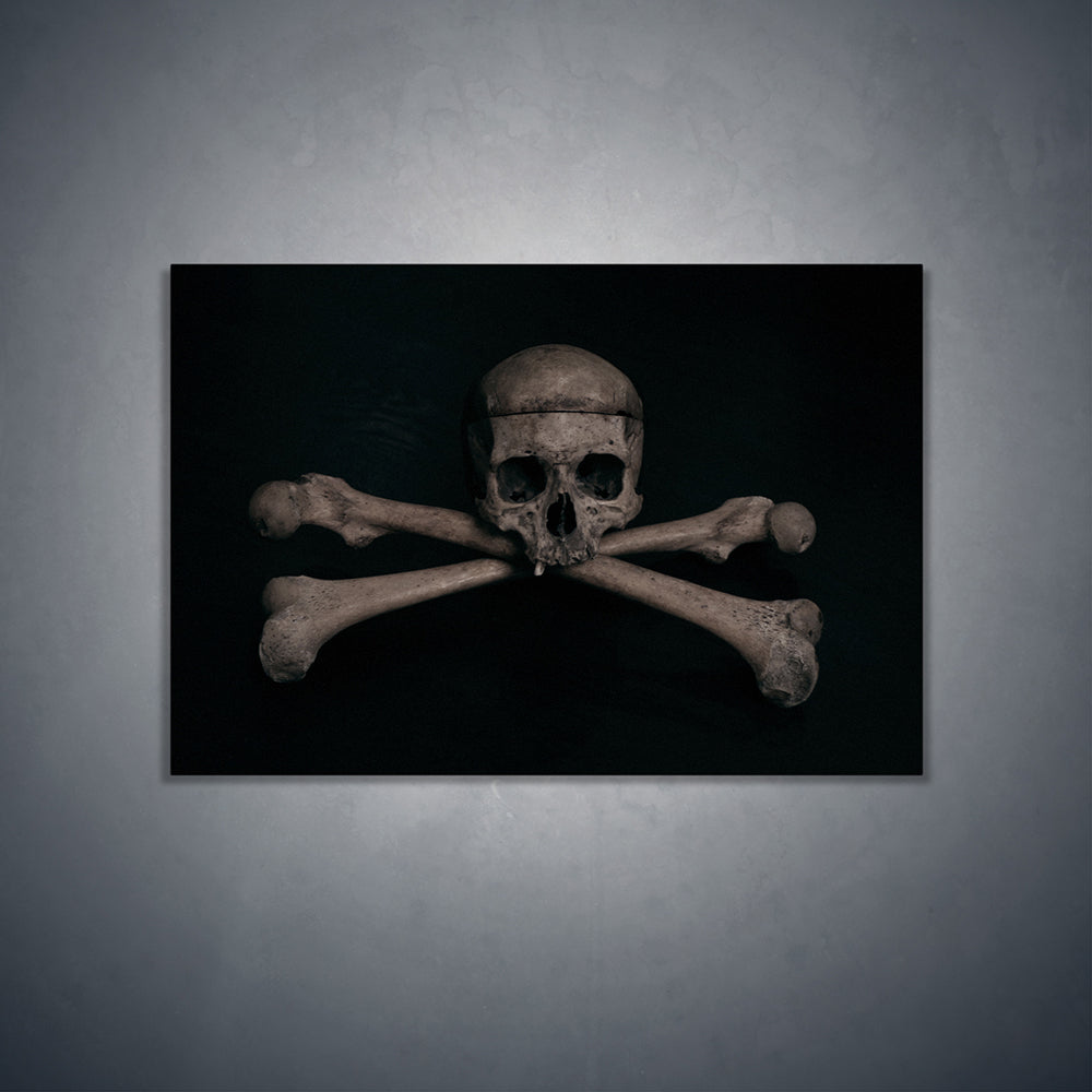 Skull with crossbones, real human skull photography - Art print