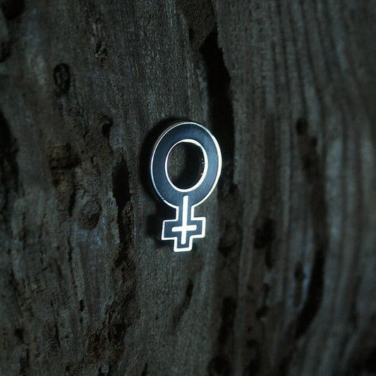 Female symbol with upside down cross - PIN