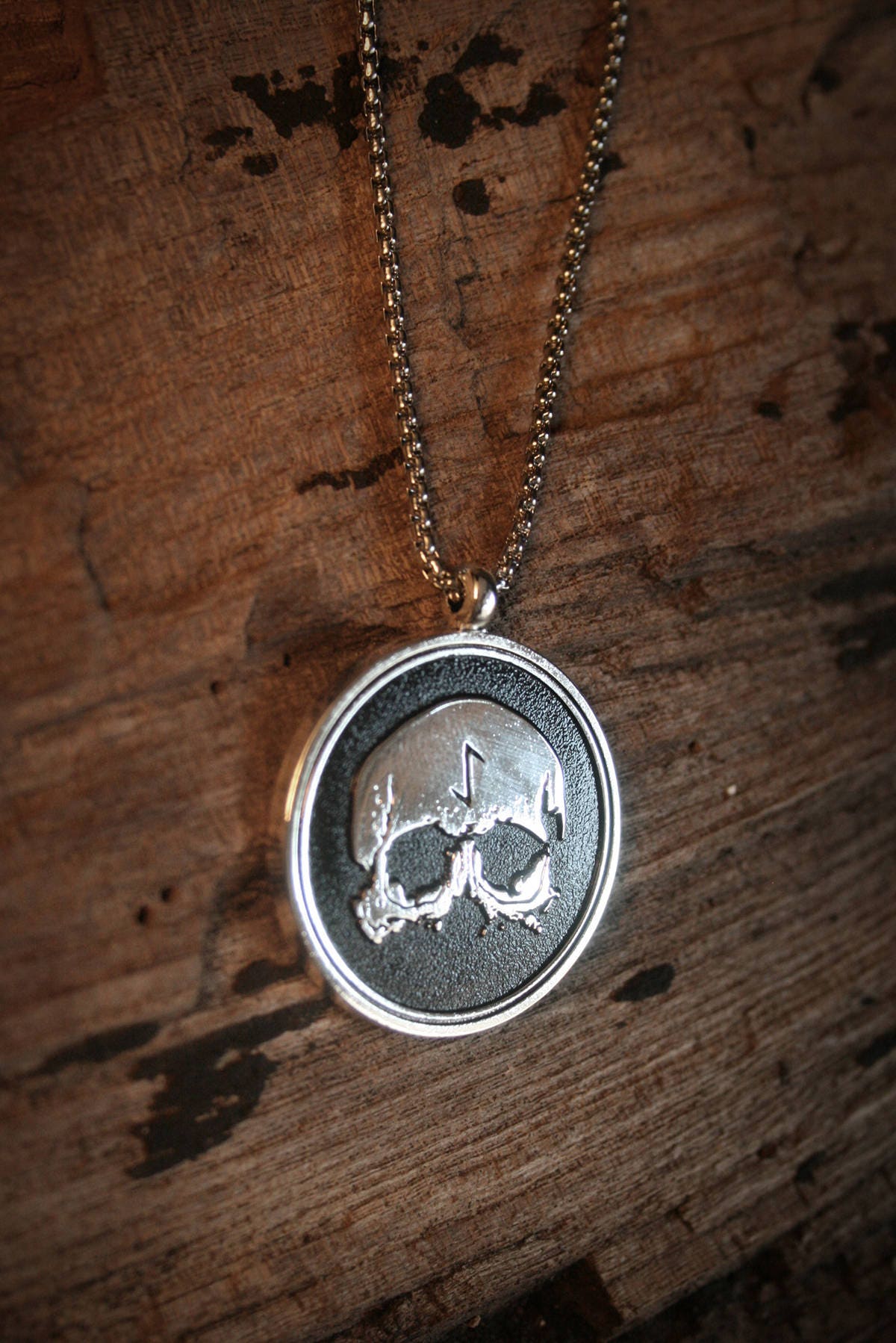 Skull rune pendant - sterling silver necklace