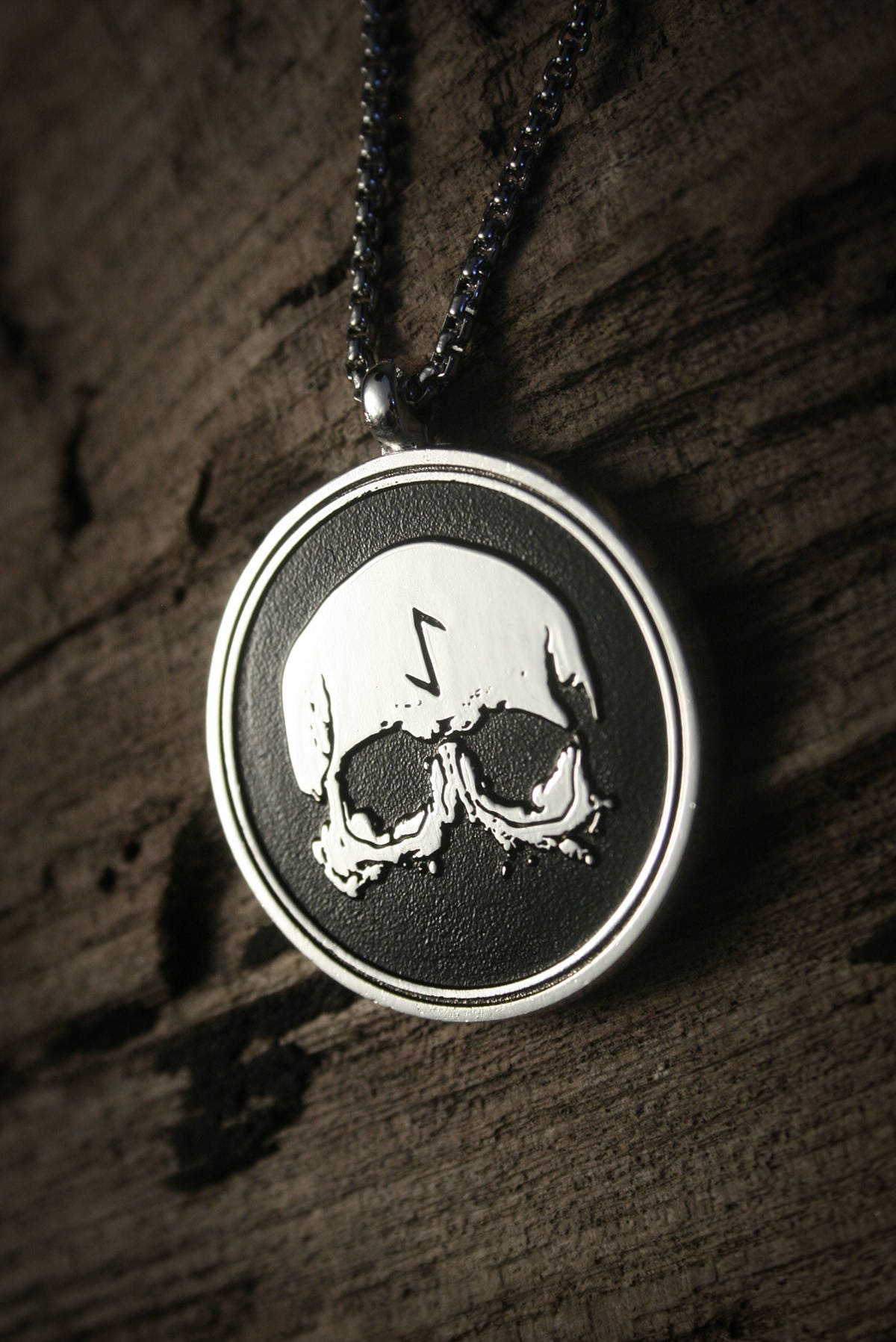 Skull rune pendant - sterling silver necklace