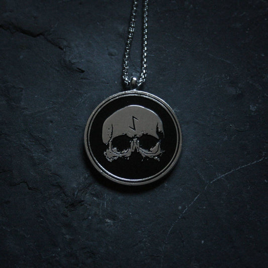 Skull rune pendant - sterling silver necklace