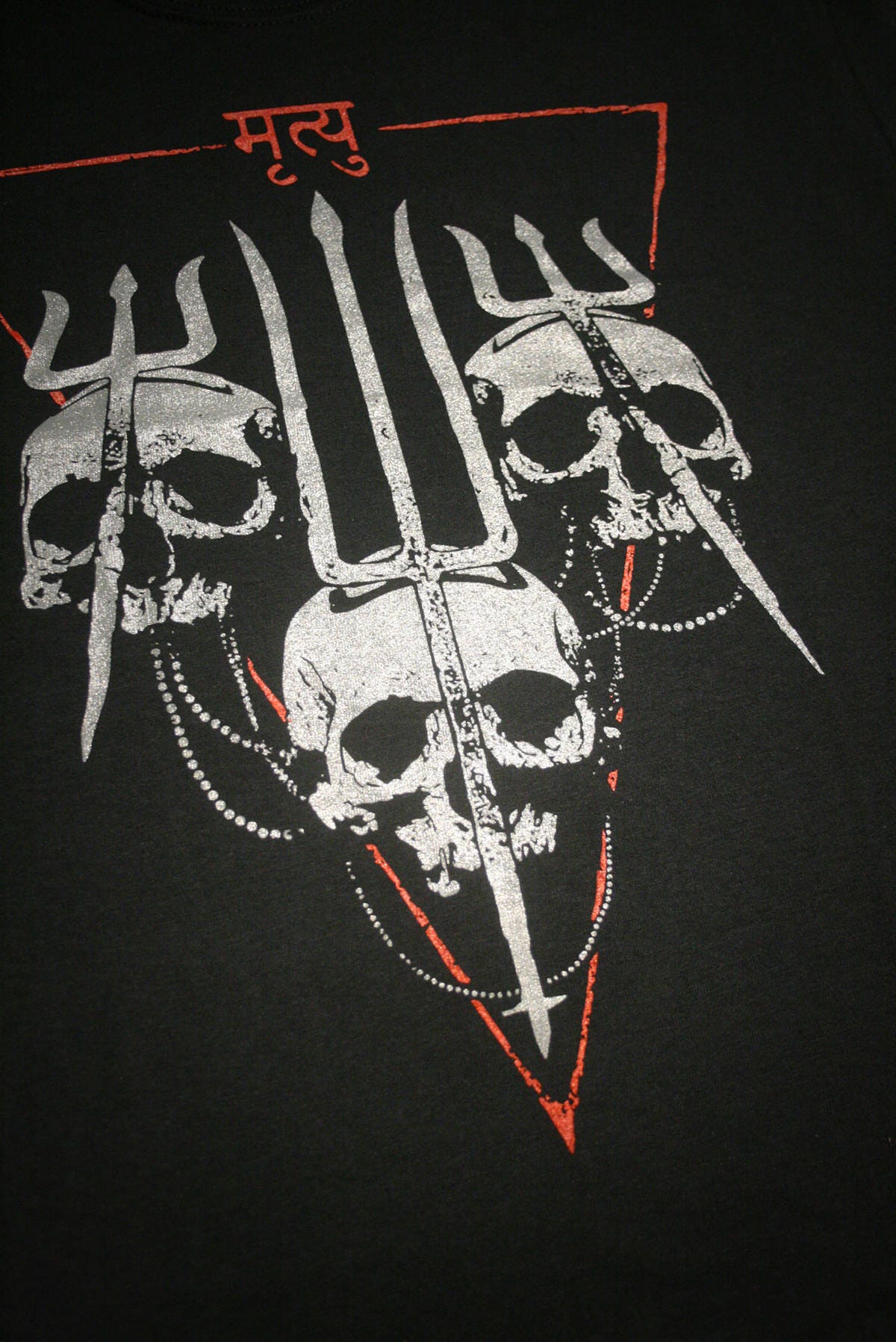 Trisul / trident / trishula skulls - deaths prayer - T-shirt female fitted