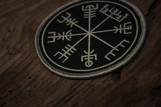 Vegvísir icelandic talisman, BLACK version - PATCH