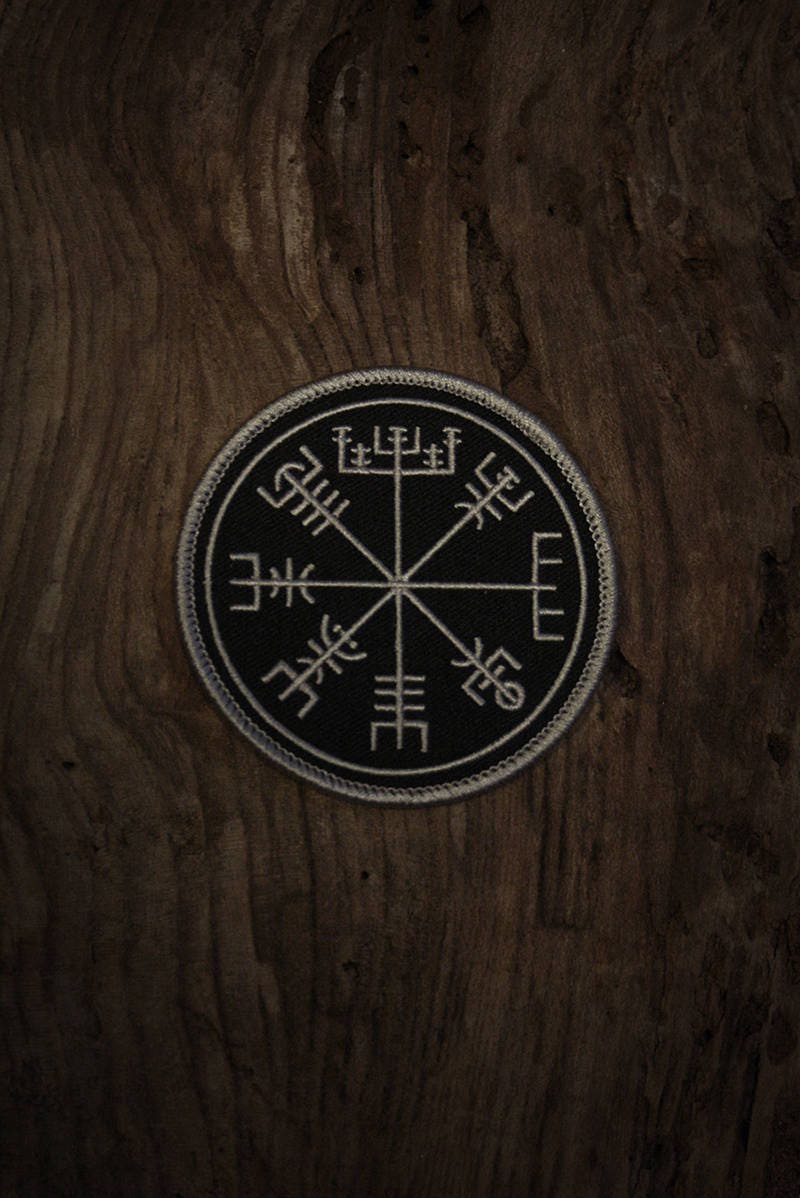 Vegvísir icelandic talisman, BLACK version - PATCH