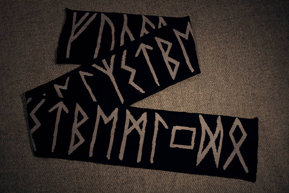 RUNE scarf, elder futhark runes - KNITTED SCARF