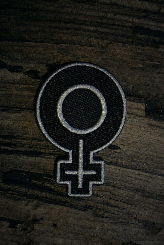 Female symbol with upside down cross - PATCH