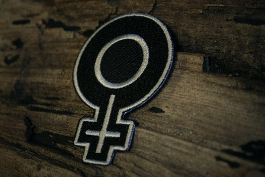 Female symbol with upside down cross - PATCH