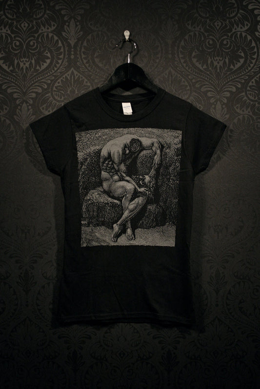 Headless man with his own head in lap, Geri Del Bello, Gustave Dore illustration - T-shirt female fitted