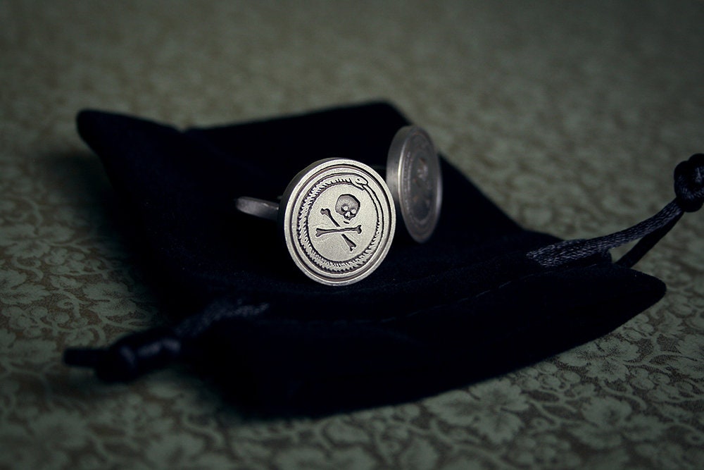 Ouroboros and skull with crossbone - Cufflinks