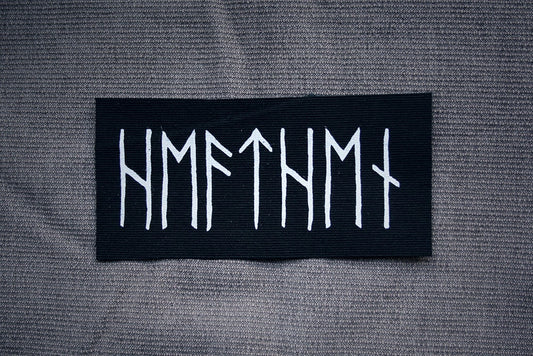 Elder futhark runes, spelling out a non christian belief - screen printed PATCH