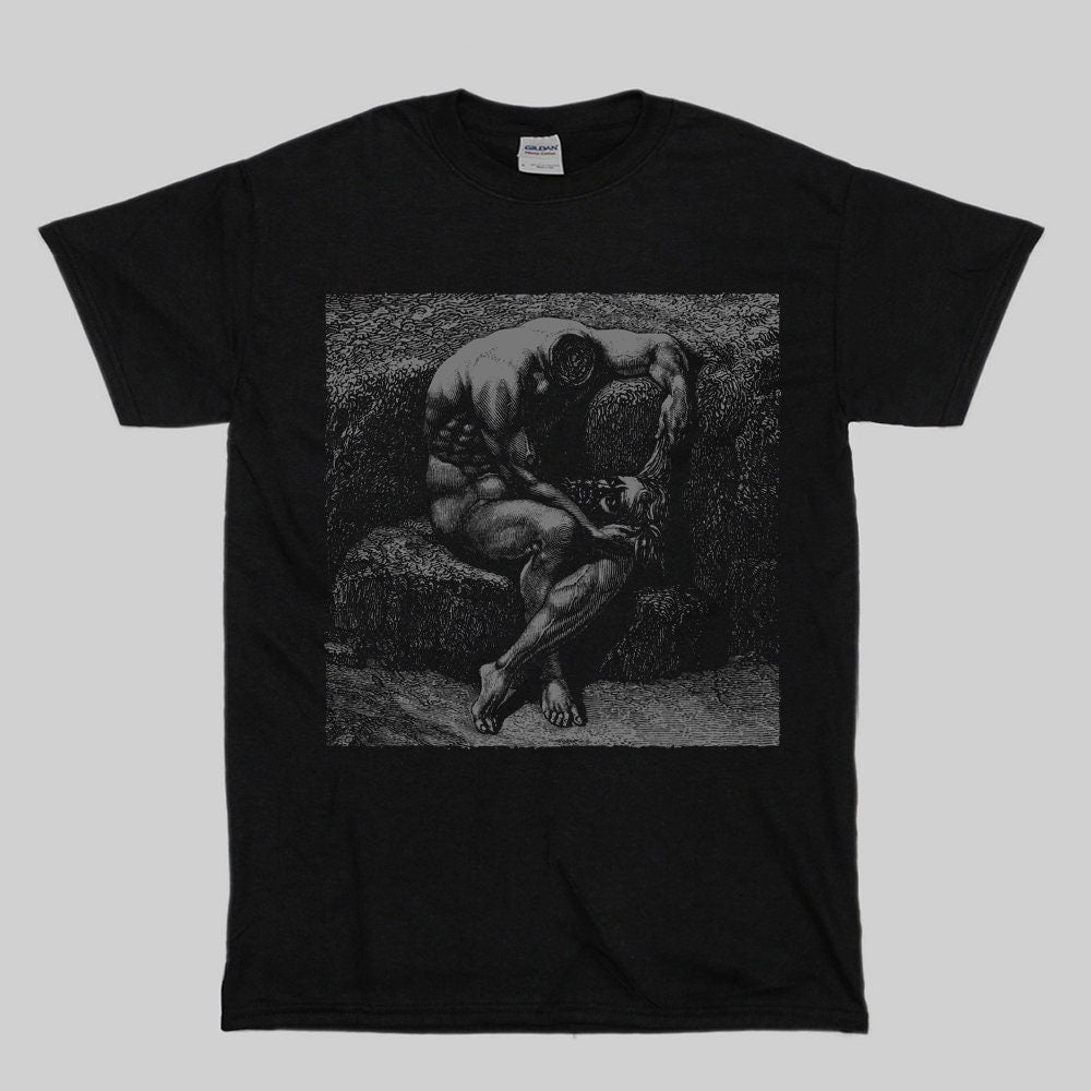 Headless man with his own head in lap, Geri Del Bello, Gustave Dore illustration - T-shirt