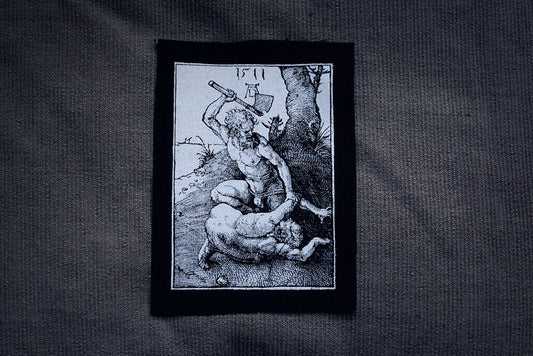 Cain and Abel, woodcut illustration by Albrecht Dürer - screen printed PATCH