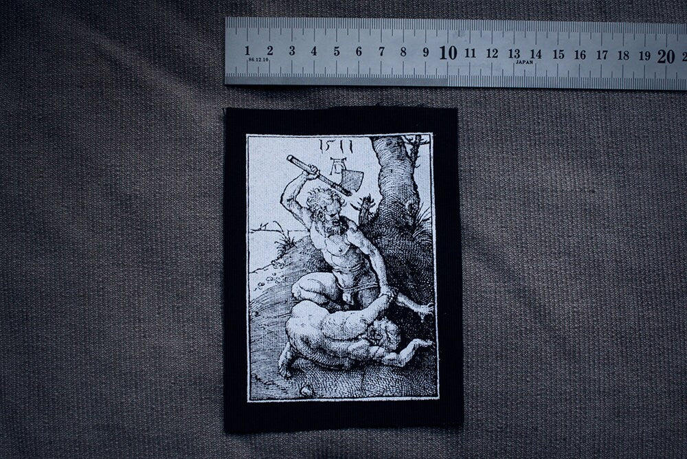 Cain and Abel, woodcut illustration by Albrecht Dürer - screen printed PATCH