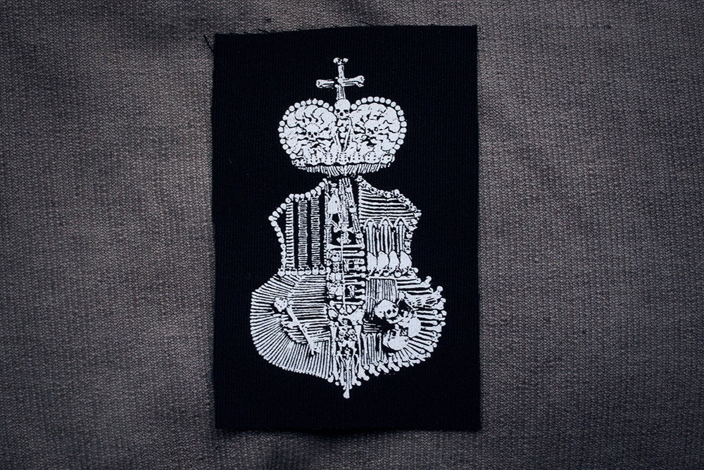 Kutna hora family crest, human bones - screen printed PATCH